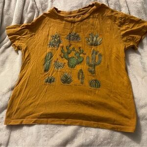 Fifth Sun Yellow Short Sleeve Tee with Types of Cactus Print